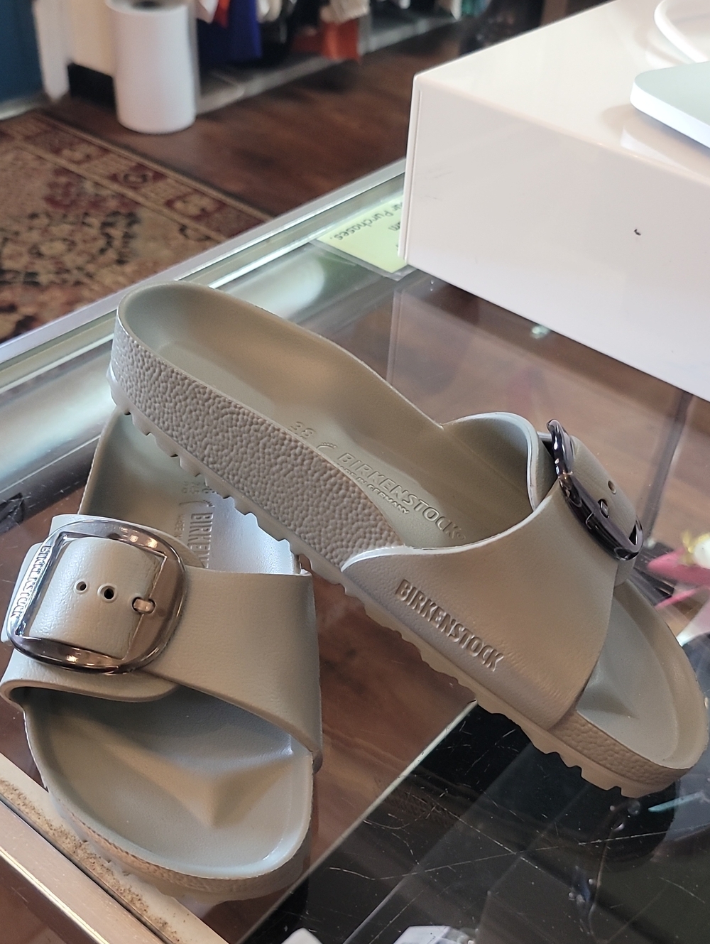 Birkenstock Women’s Arizona EVA Slide Sandals in Light Gray
